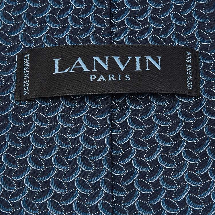 Pre Owned Lanvin Navy Blue Patterned Silk Jacquard Tie