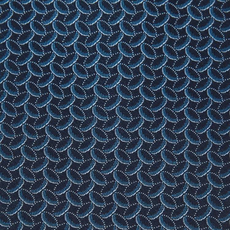 Pre Owned Lanvin Navy Blue Patterned Silk Jacquard Tie
