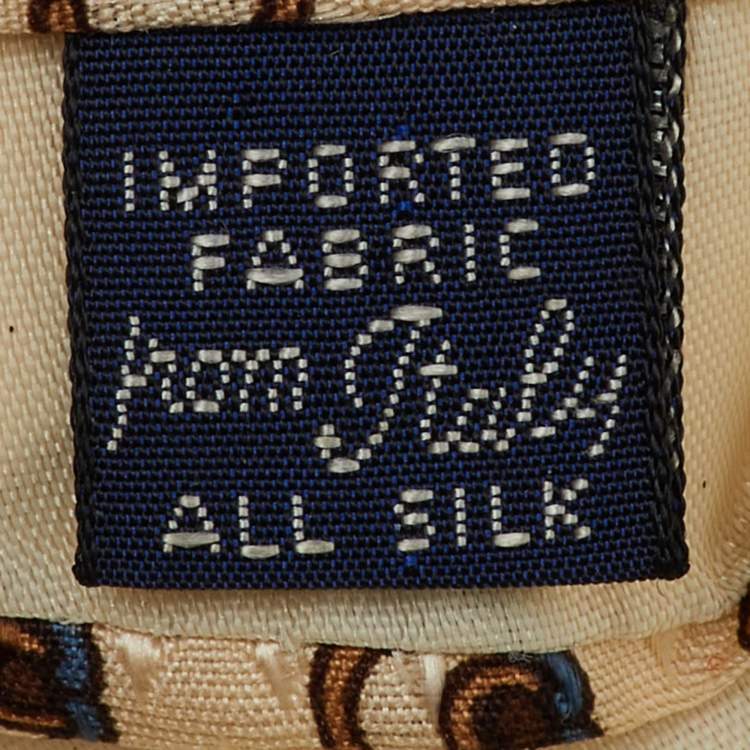 Pre Owned ربطة عنق لانفان حرير مطبوع كريمي قديم