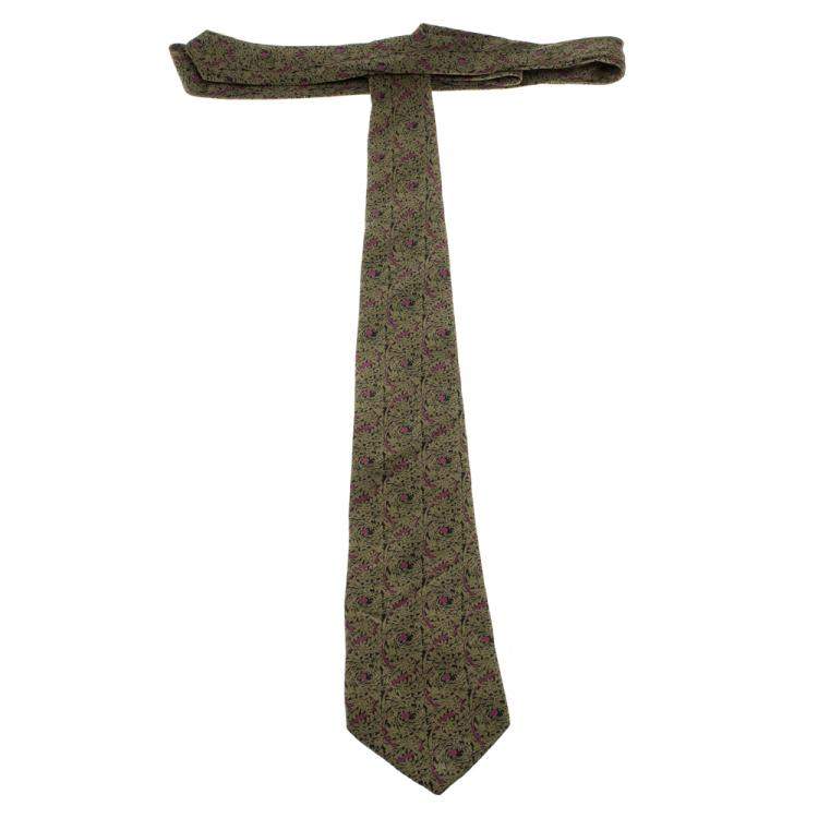 Pre Owned Lanvin Floral Pattern Printed Silk Tie