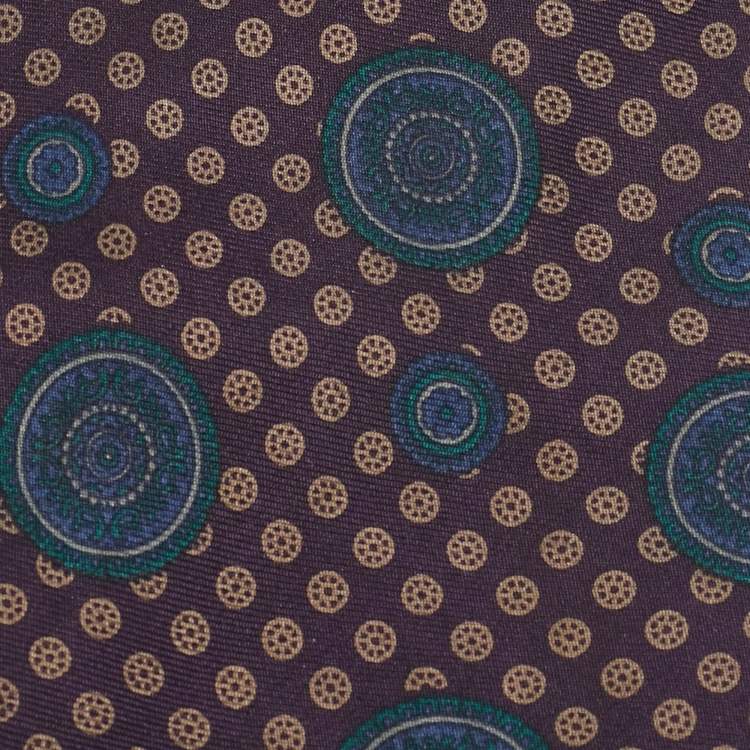 Pre Owned Lanvin Deep Purple Mandala Print Silk Tie