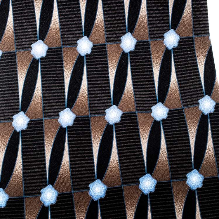 Pre Owned Lanvin Geometric and Floral Print Traditional Silk Tie
