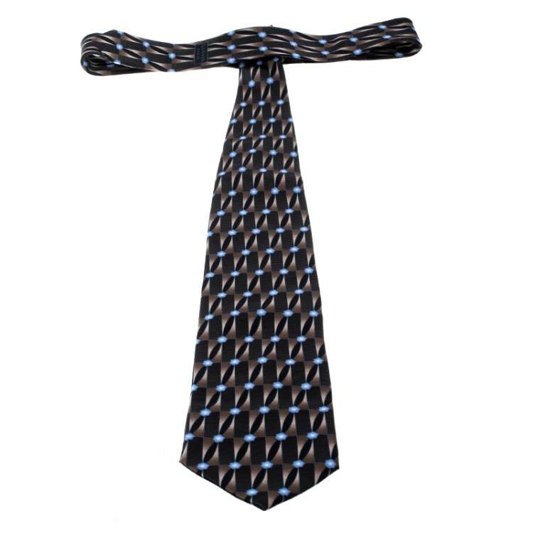 Pre Owned Lanvin Geometric and Floral Print Traditional Silk Tie