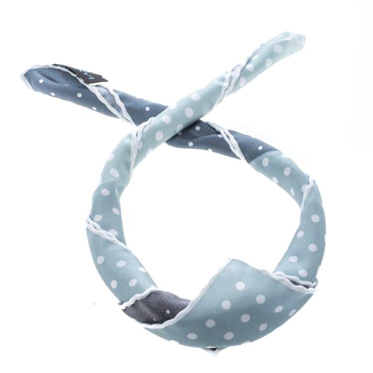 Pre Owned Lanvin Black and Grey Four Square Polka Dotted Silk Pocket Square