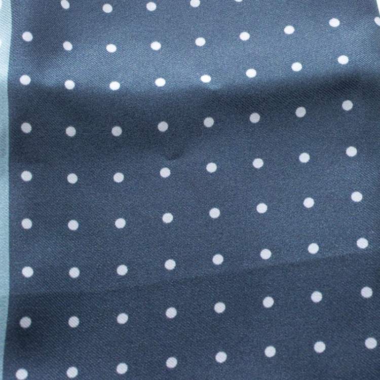 Pre Owned Lanvin Black and Grey Four Square Polka Dotted Silk Pocket Square