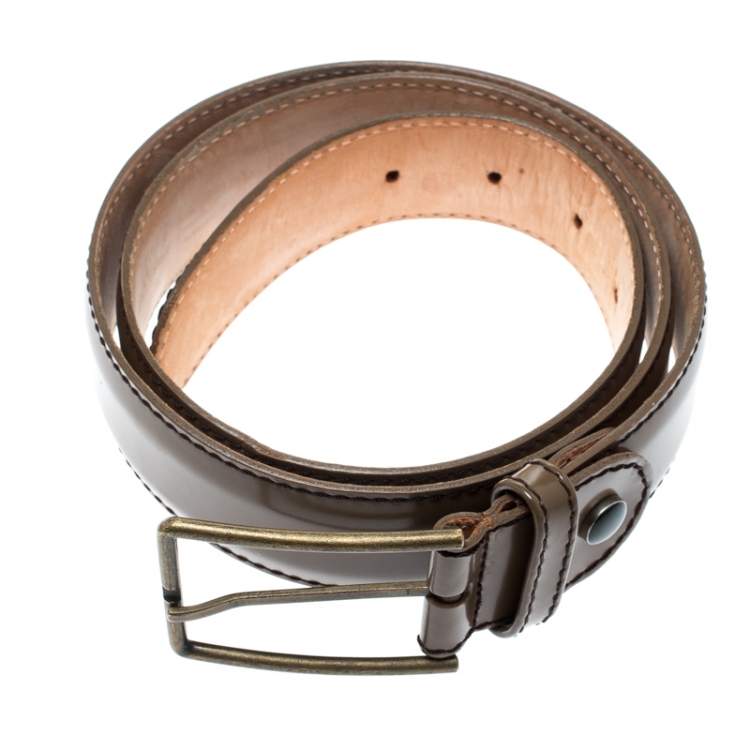 Pre Owned Lanvin Brown Patent Leather Belt Size 90CM