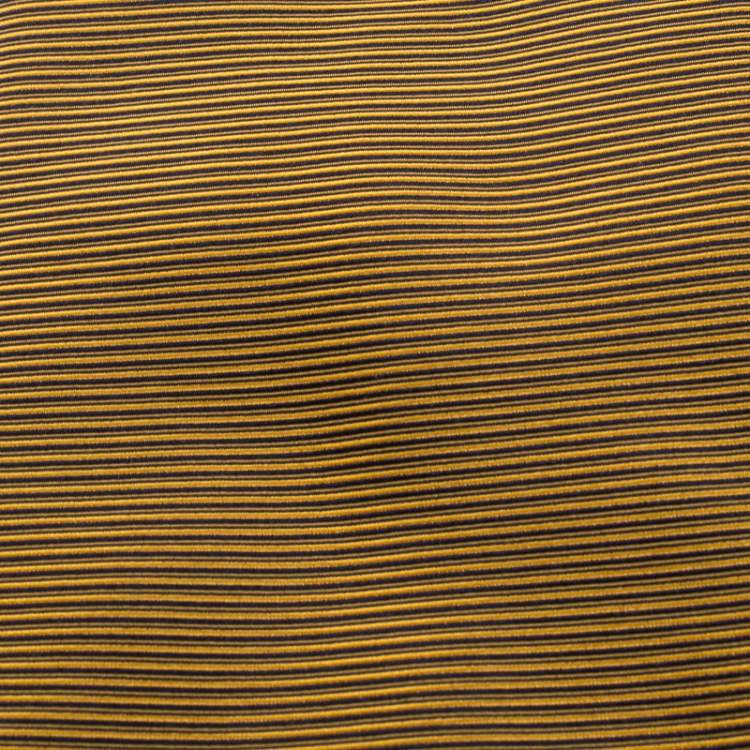 Pre Owned Lanvin Mustard Yellow Striped Jacquard Silk Tie