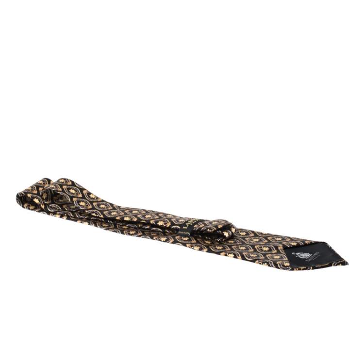Pre Owned Lanvin Vintage Black & Gold Baroque Print Silk Tie