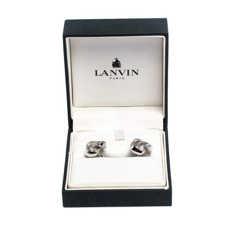 Pre Owned Lanvin Silver Tone Knot Cufflinks