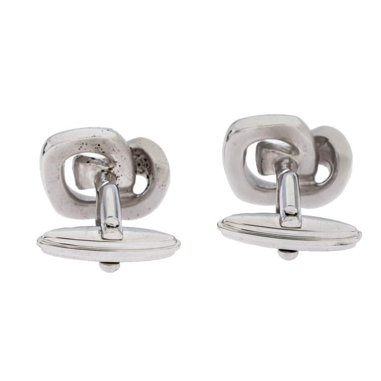 Pre Owned Lanvin Silver Tone Knot Cufflinks