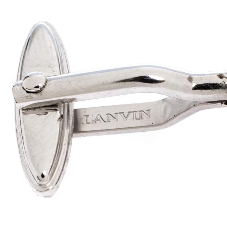 Pre Owned Lanvin Silver Tone Knot Cufflinks