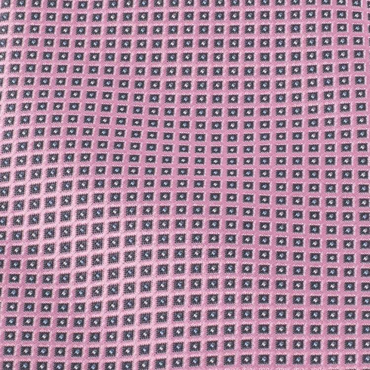 Pre Owned Lanvin Pink Square Patterned Jacquard Silk Tie