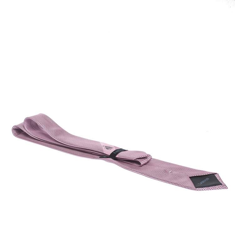 Pre Owned Lanvin Pink Square Patterned Jacquard Silk Tie