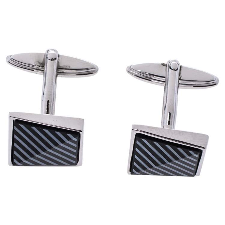 Pre Owned Lanvin Silver Tone Square Cufflinks