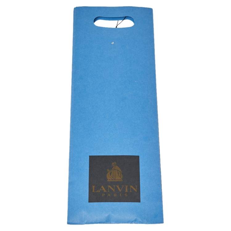 Pre Owned Lanvin Navy Blue Abstract Printed Silk Traditional Tie & Pocket Square