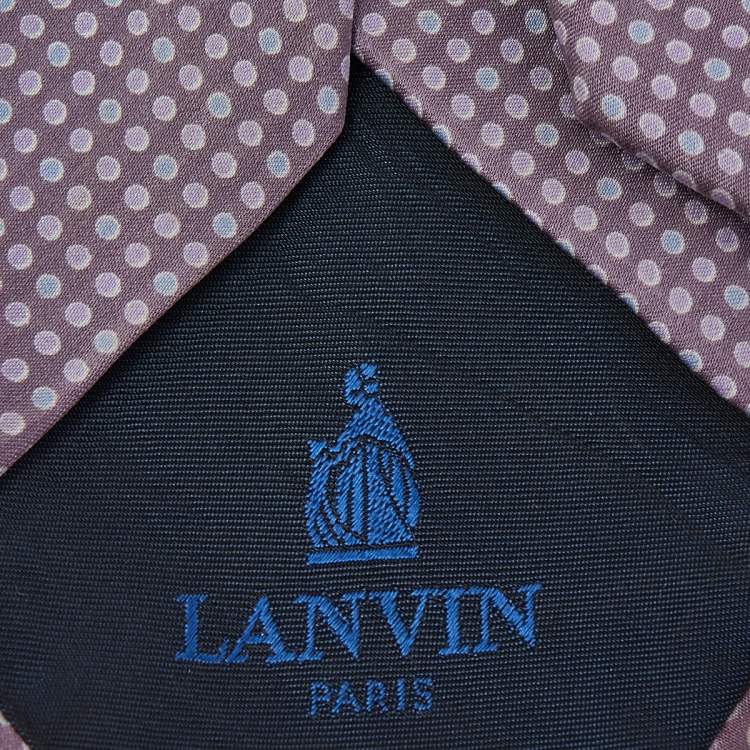 Pre Owned Lanvin Pink Dot Pattern Print Silk Satin Tie