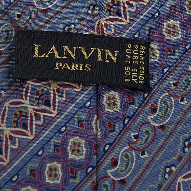 Pre Owned Lanvin Pale Purple Paisley Pattern Print Silk Tie