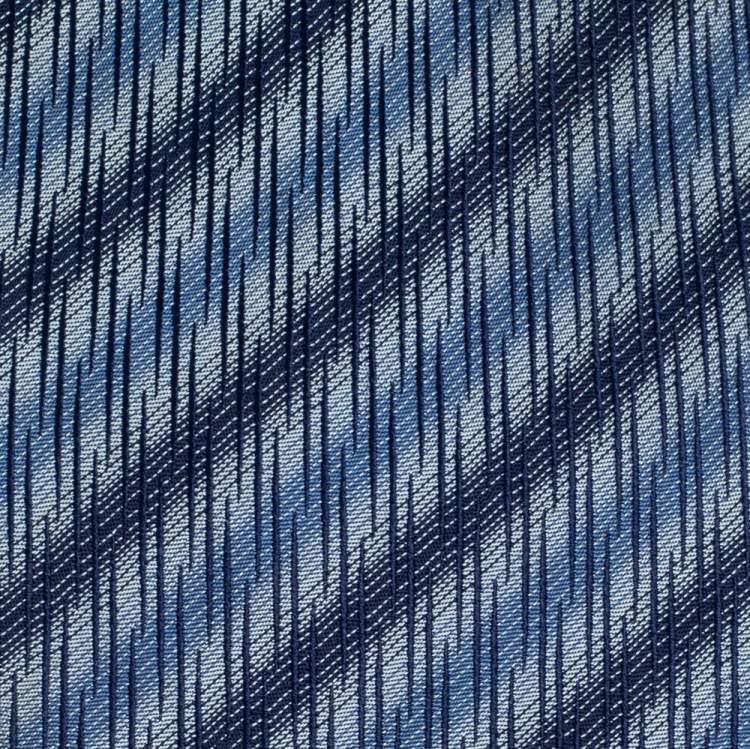 Pre Owned Lanvin Blue Striped Jacquard Silk Tie