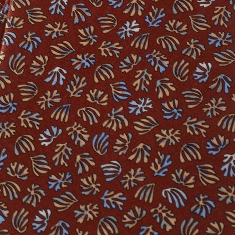 Pre Owned Lanvin Brown Printed Silk Tie