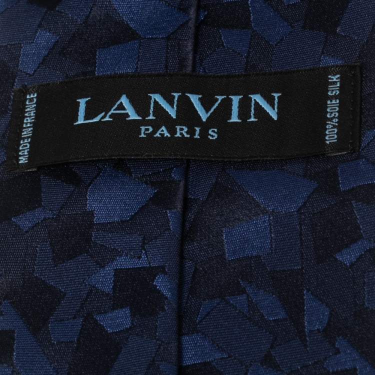 مملوكة مسبقًا Lanvin Navy Blue Patterned Silk Jacquard Tie