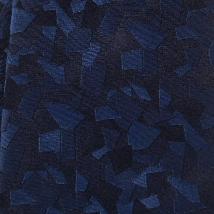 مملوكة مسبقًا Lanvin Navy Blue Patterned Silk Jacquard Tie