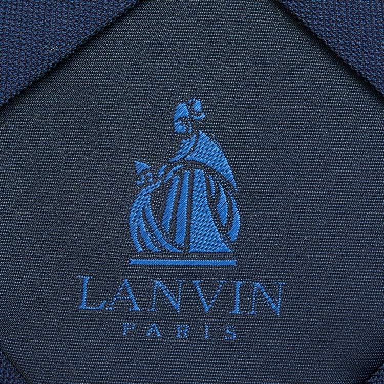 Pre Owned Lanvin Navy Blue Striped Silk Tie