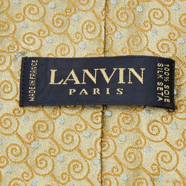 Pre Owned Lanvin Vintage Gold Jacquard Silk Tie