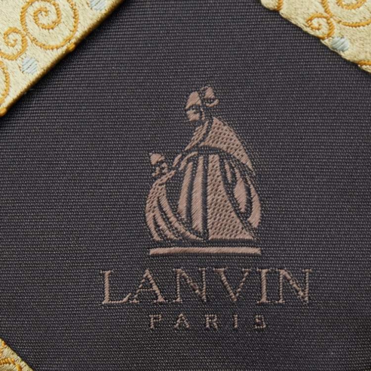 Pre Owned Lanvin Vintage Gold Jacquard Silk Tie
