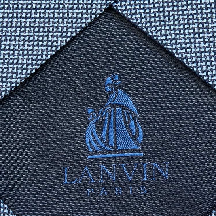 Pre Owned Lanvin Blue Dot Motif Jacquard Silk Tie