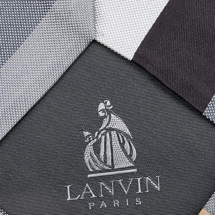 Pre Owned Lanvin Grey Striped Silk Tie