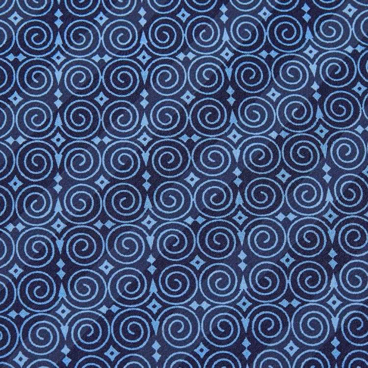 Pre Owned Lanvin Blue Circle Print Silk Tie