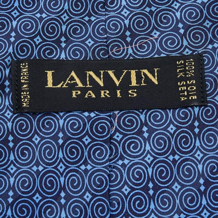 Pre Owned Lanvin Blue Circle Print Silk Tie