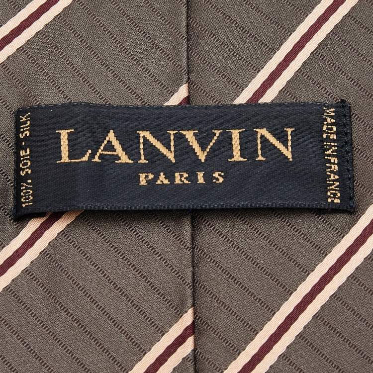 Pre Owned Lanvin Vintage Brown Striped Silk Tie