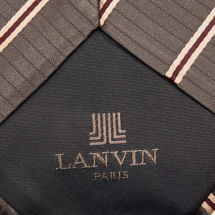 Pre Owned Lanvin Vintage Brown Striped Silk Tie