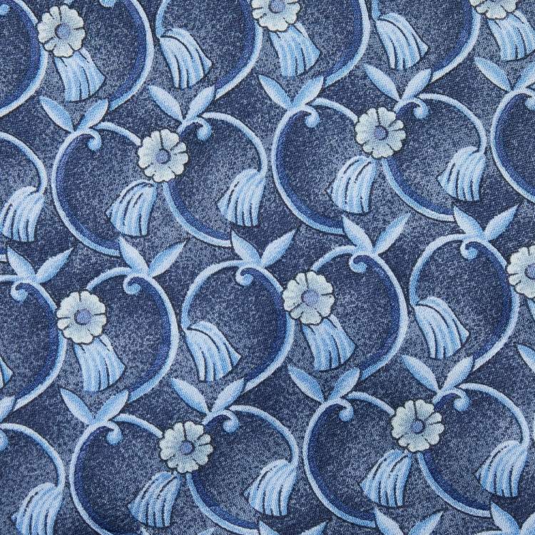 Pre Owned Lanvin Blue Floral Print Silk Tie