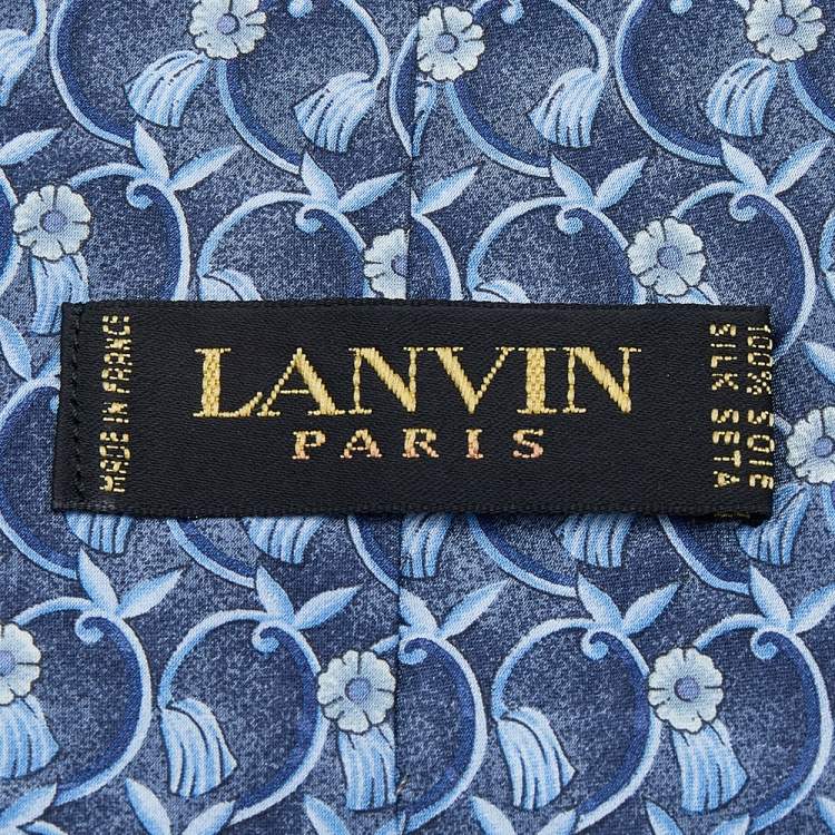 Pre Owned Lanvin Blue Floral Print Silk Tie