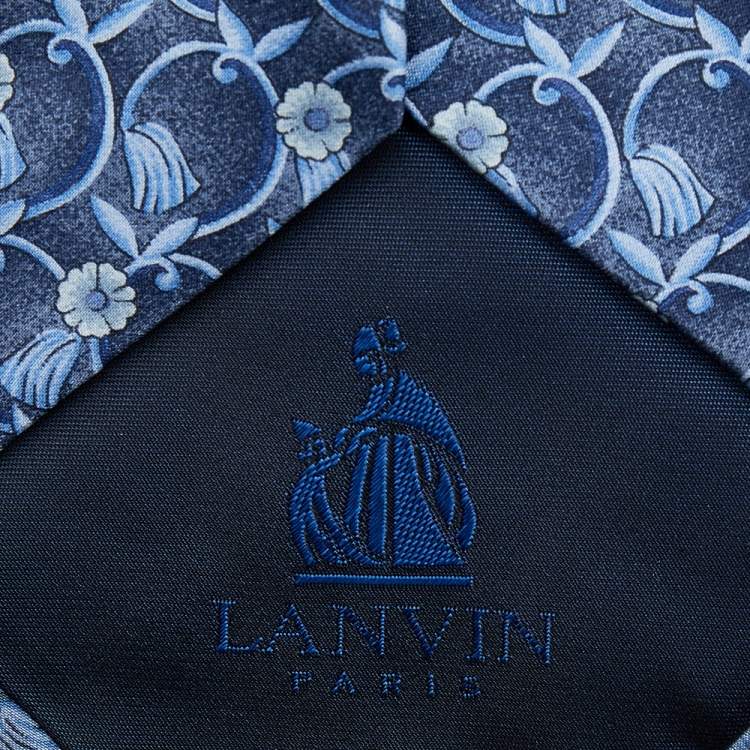 Pre Owned Lanvin Blue Floral Print Silk Tie