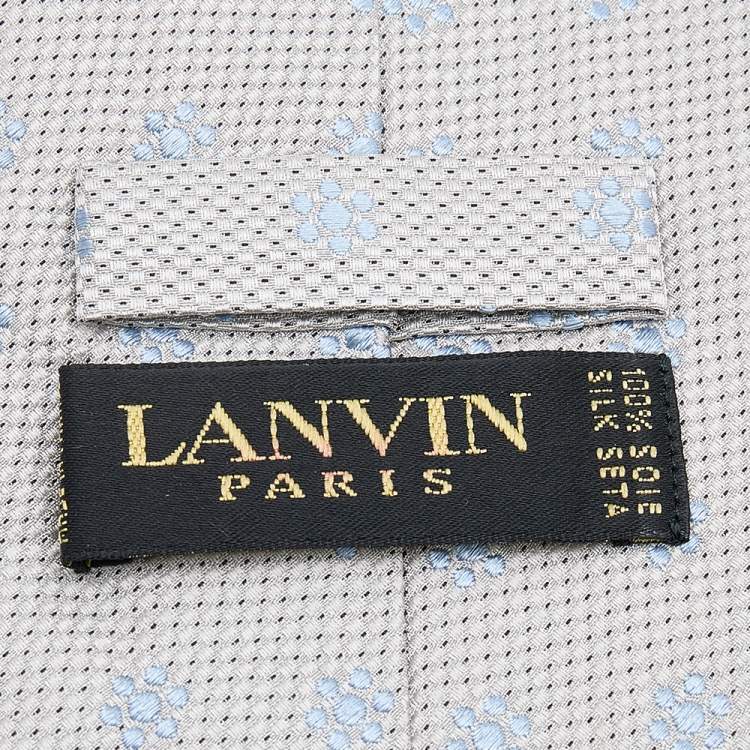 Pre Owned Lanvin Grey Floral Silk Jacquard Tie