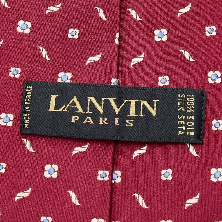 Pre Owned Lanvin Red Floral Pattern Silk Satin Tie