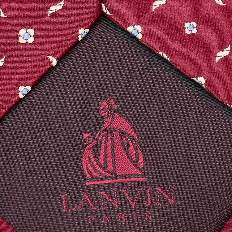 Pre Owned Lanvin Red Floral Pattern Silk Satin Tie