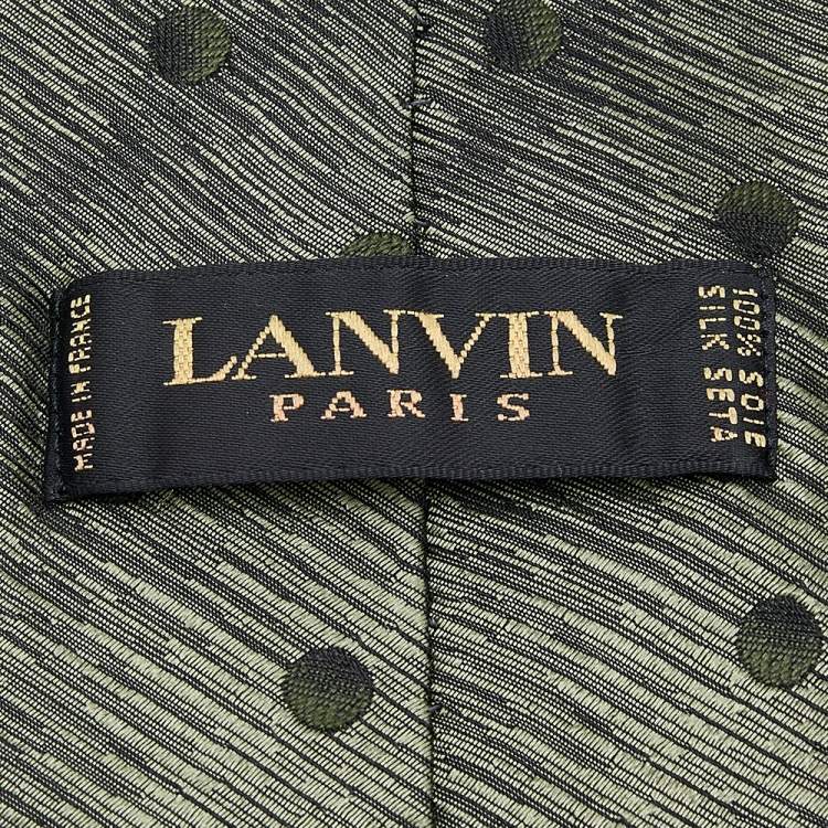 Pre Owned Lanvin Green Polka Dot Silk Jacquard Tie