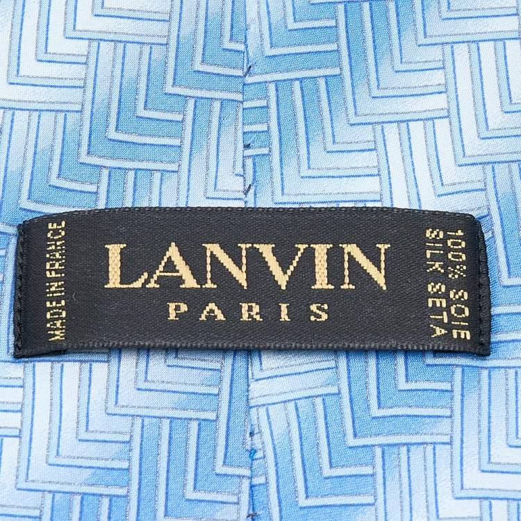 Pre Owned Lanvin Ombre Blue Printed Silk Tie