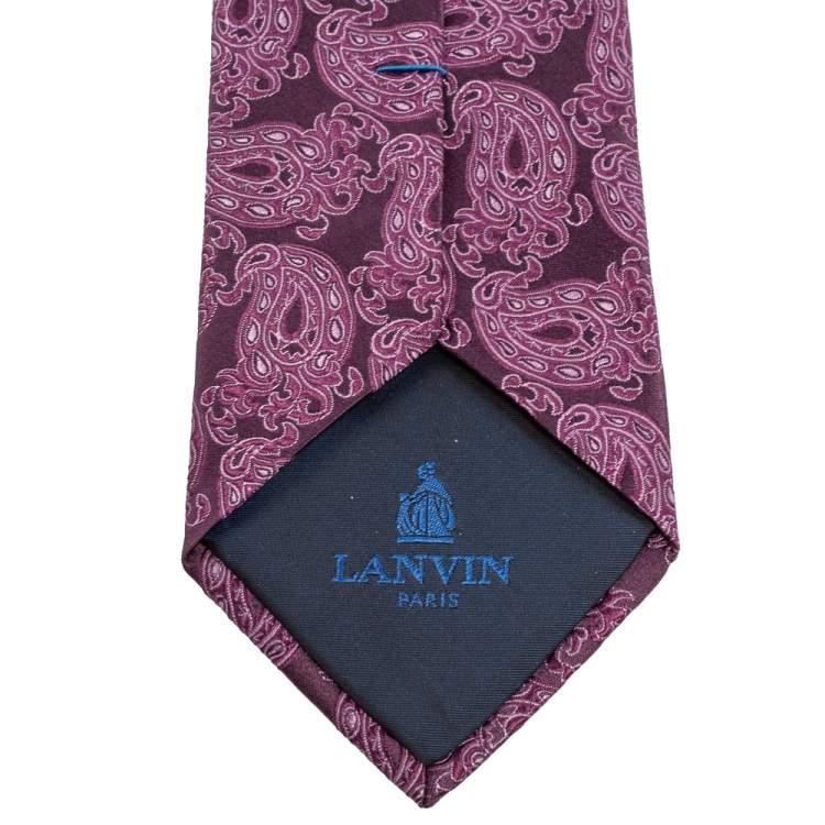 Pre Owned Lanvin Purple Paisley Jacquard Silk Tie