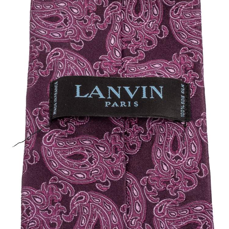 Pre Owned Lanvin Purple Paisley Jacquard Silk Tie