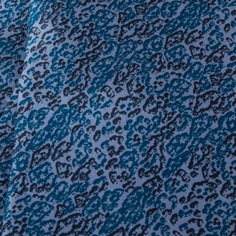 Pre Owned Lanvin Blue Abstract Print Silk Tie