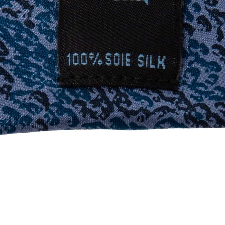 Pre Owned Lanvin Blue Abstract Print Silk Tie
