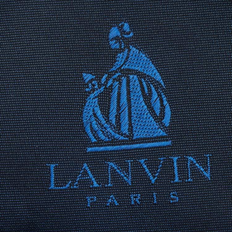Pre Owned Lanvin Blue & Yellow Broken Stripe Print Silk Tie