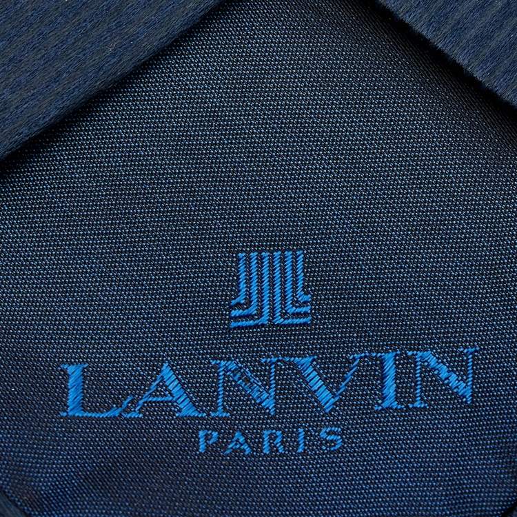 Pre Owned Lanvin Navy Blue Striped Silk Tie