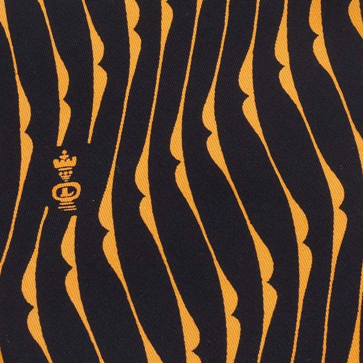 مملوكة مسبقًا Lanvin Vintage Black & Orange Printed Silk Traditional Tie