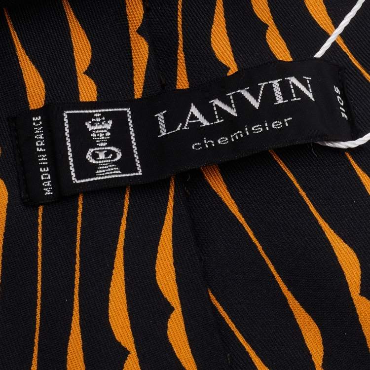مملوكة مسبقًا Lanvin Vintage Black & Orange Printed Silk Traditional Tie